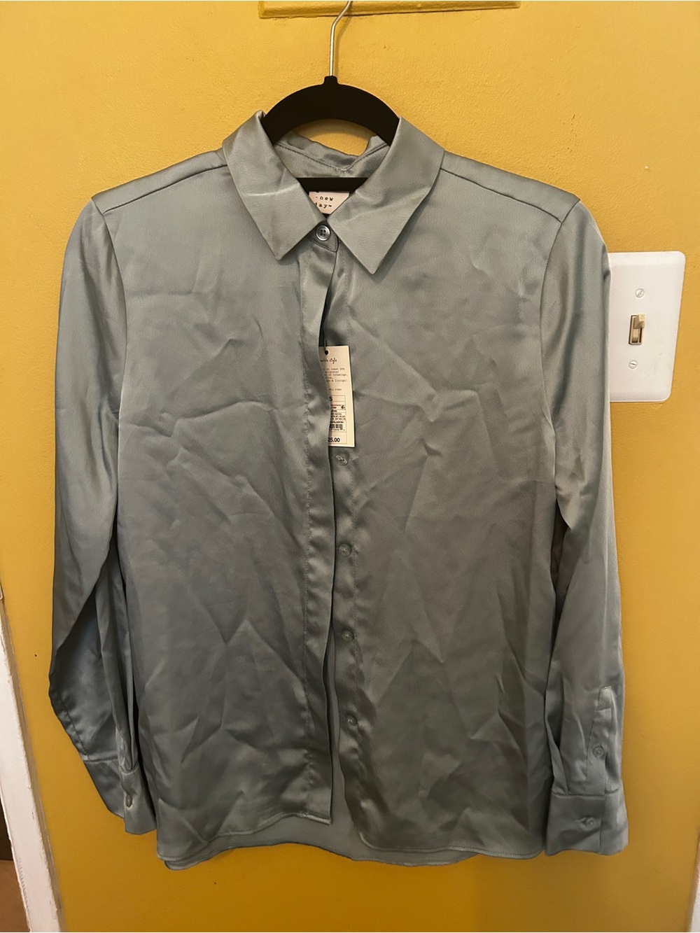 Women’s Satin Button-Up Shirt - Sage Green